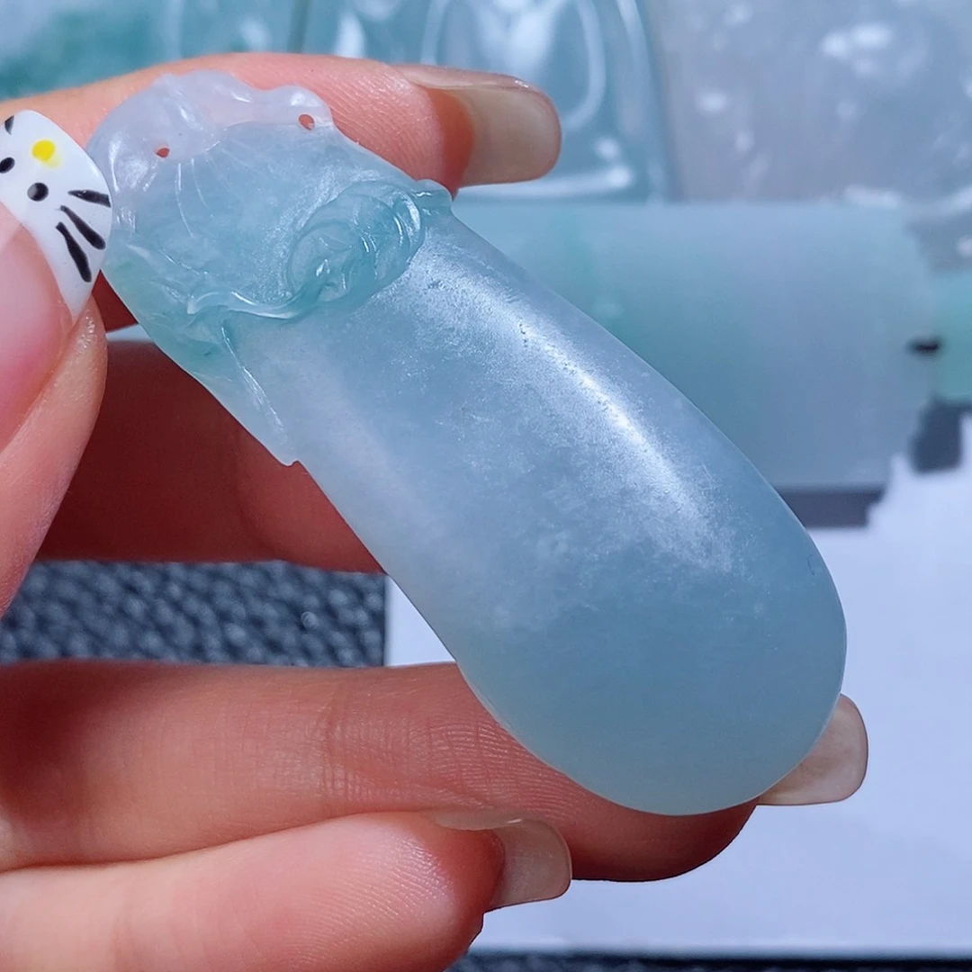 定制翡翠未镶嵌毛货付款后确认抛光