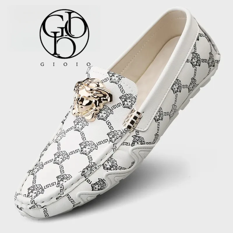 豆豆鞋男2025新款高端时尚通勤小白鞋男款一脚蹬懒人男士乐福皮鞋