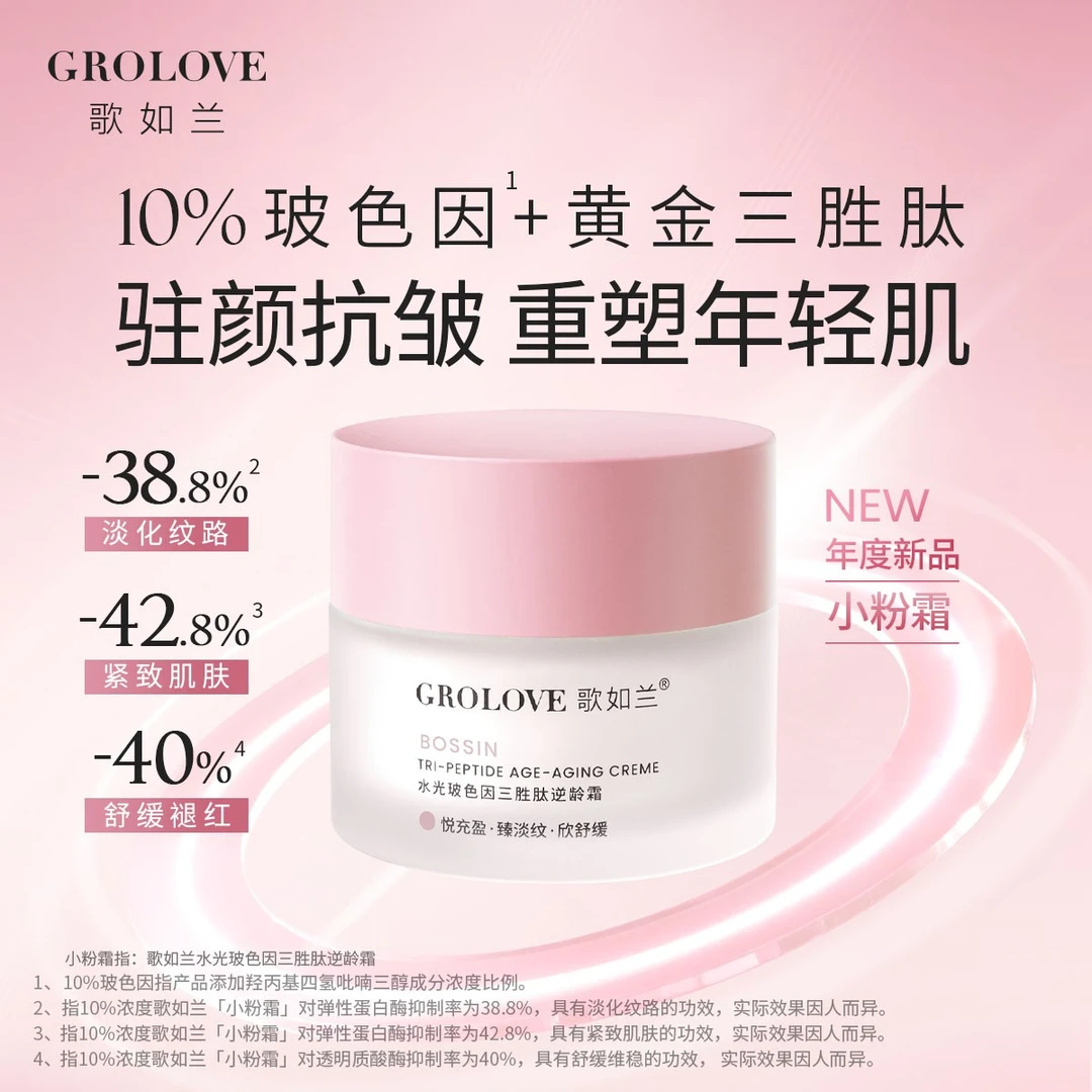 水光玻色因三胜肽霜抗老紧致面霜提拉淡纹抗皱舒缓保湿嫩肤霜