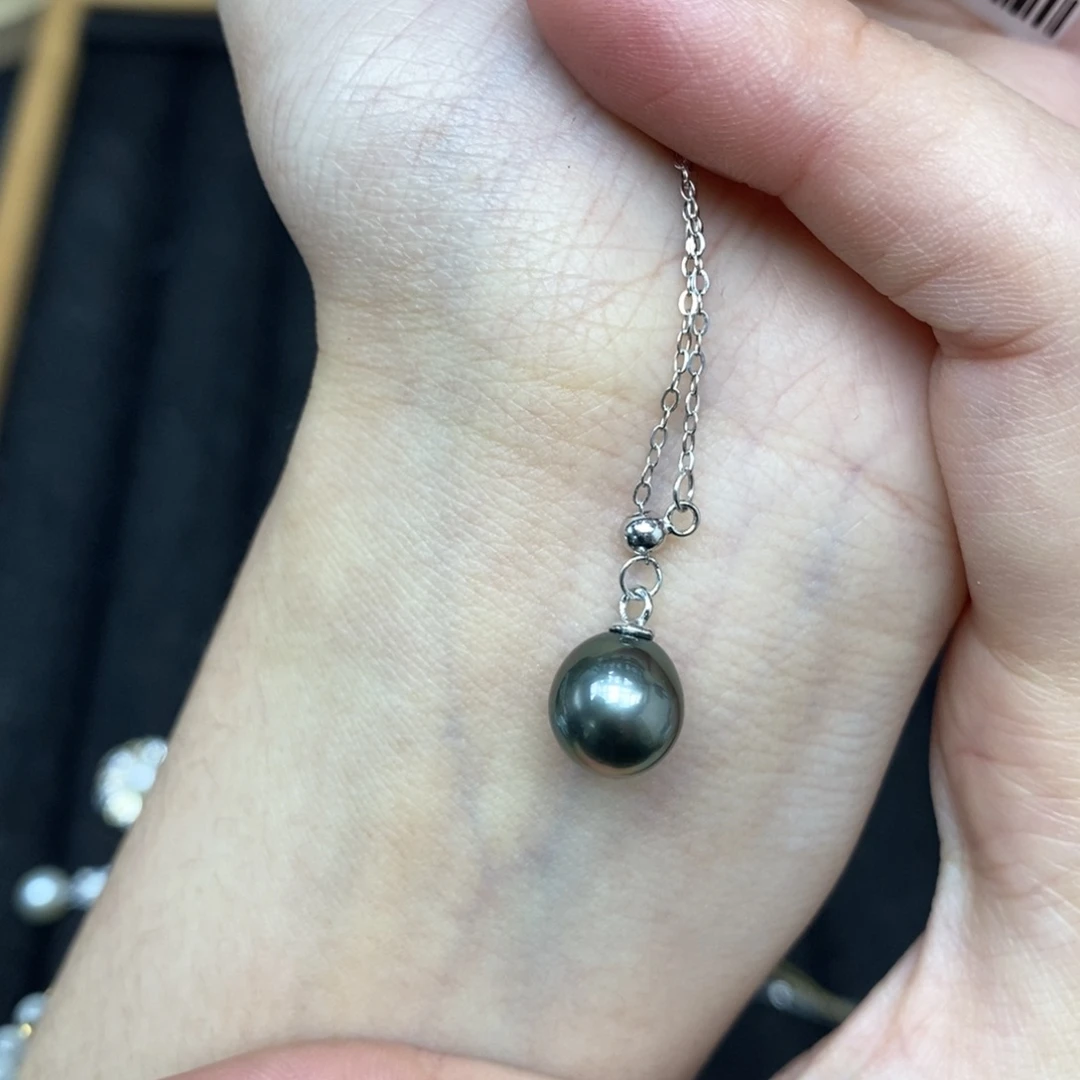 银S925镶嵌吊坠海水珍珠大溪地无暇
