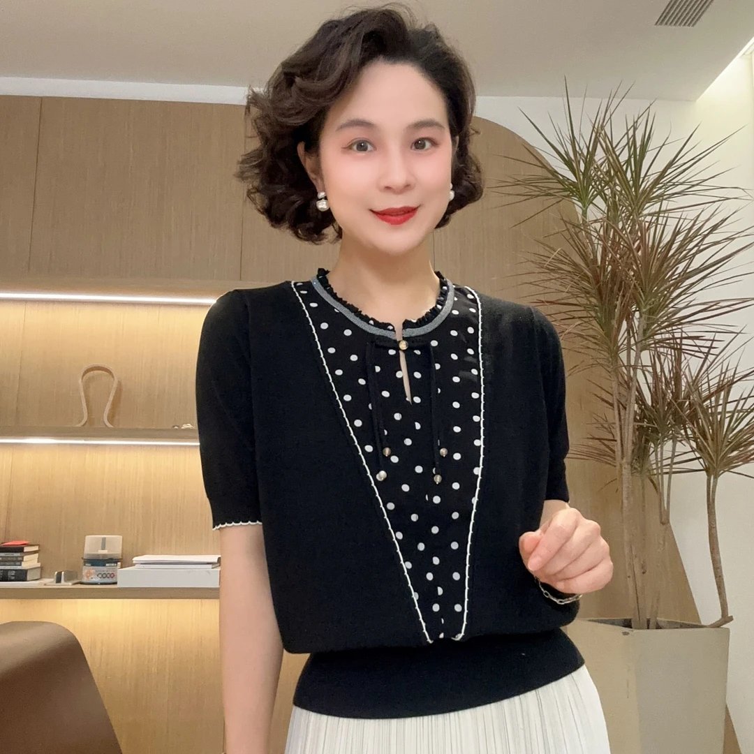 【南法优雅】短袖圆领假两件#DQ2496