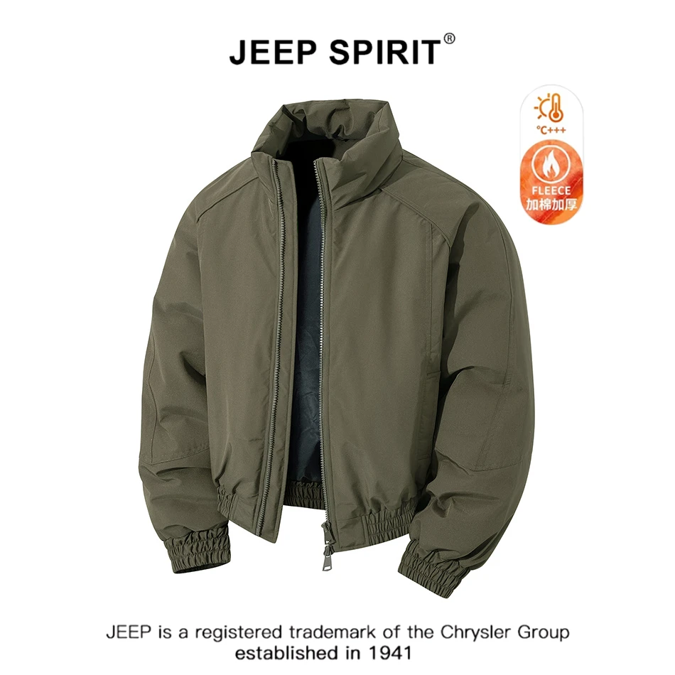 JEEPSPIRIT吉普美式立领飞行员夹克棉衣男士冬季潮牌痞帅宽松外套