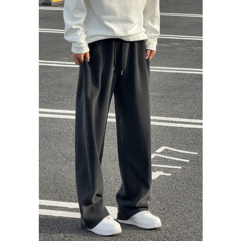破坏设计水洗灰卫裤男裤春秋宽松长裤休闲垂坠感拖地裤运动老爹裤