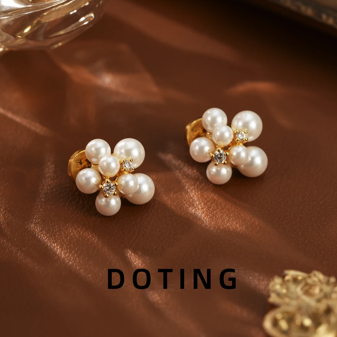 合金仿珍珠耳饰 《烟花季》珠珠镶嵌版耳钉ZG-01290