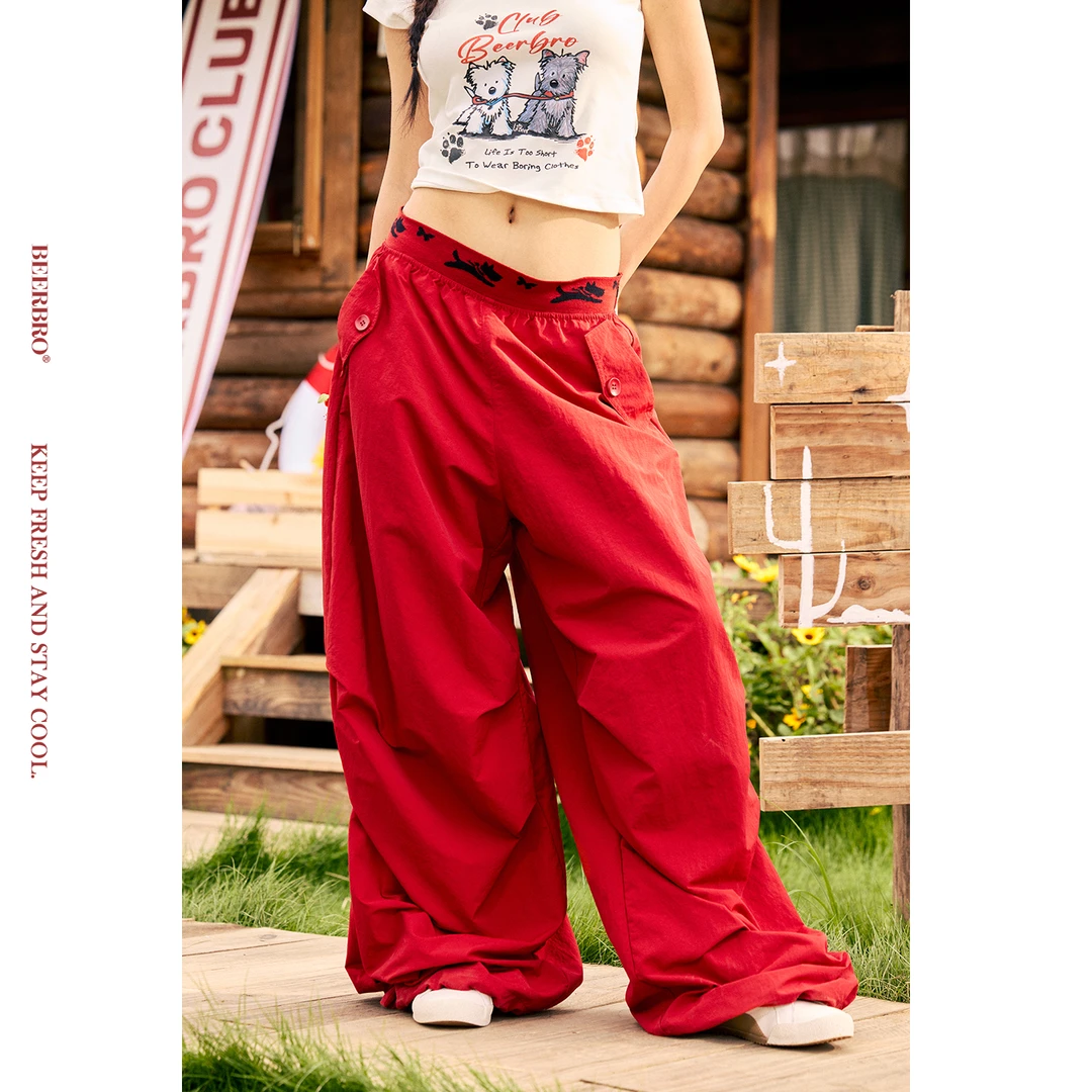 『海岛假日』100%尼龙轻薄透气松紧腰伞兵裤 BZ25XXX0963-1PT05F