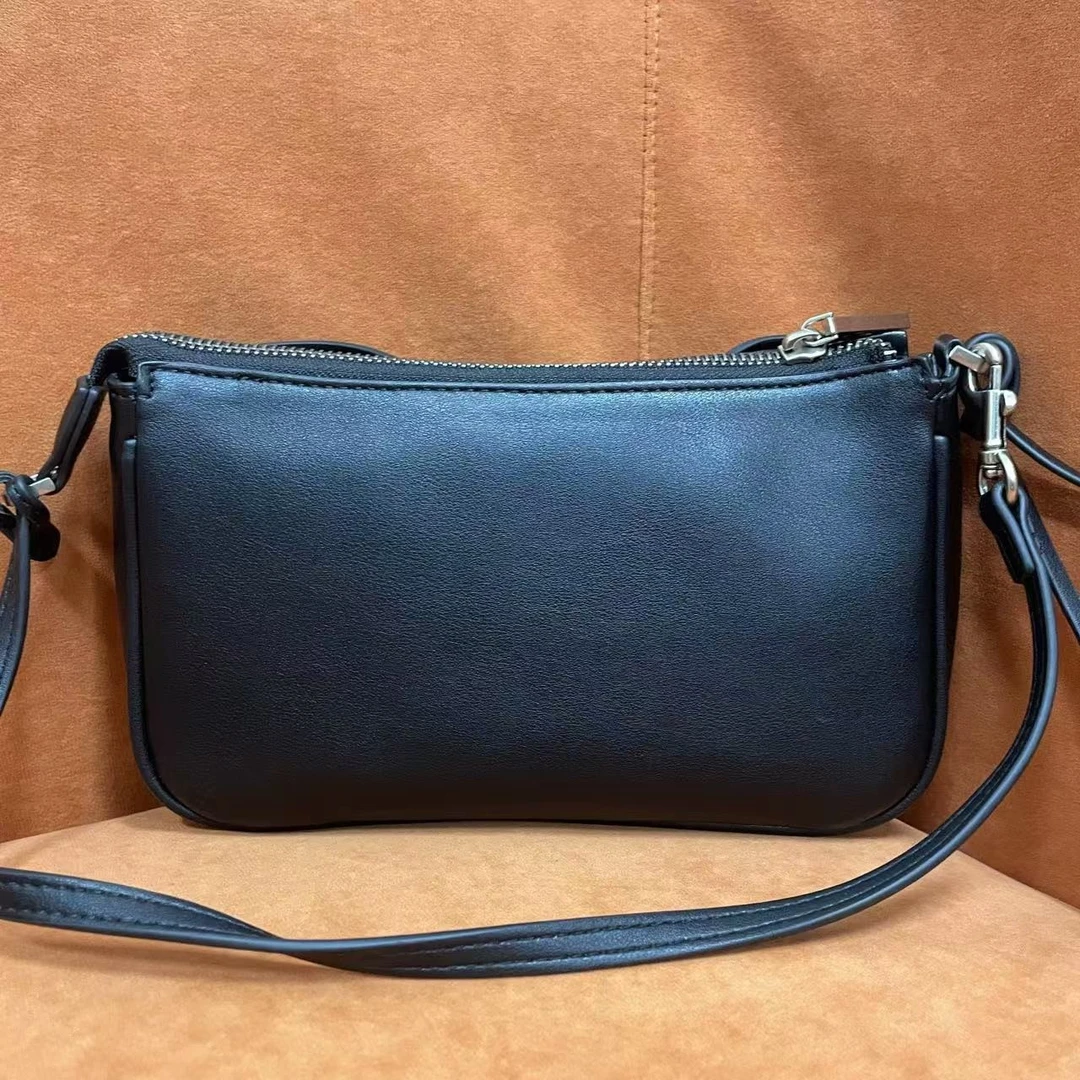 时尚新款真皮女包手拎斜跨包 0475 黑银扣色