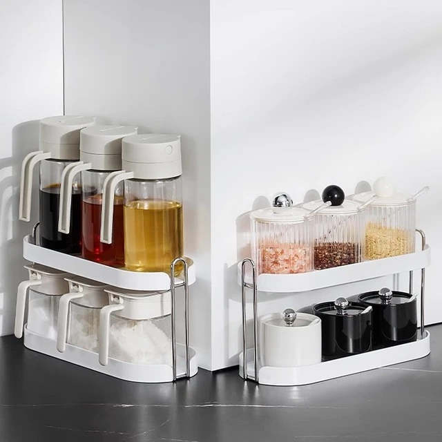 几所厨房置物架双层调味料瓶罐收纳餐边柜吧台水杯马克杯子展示架