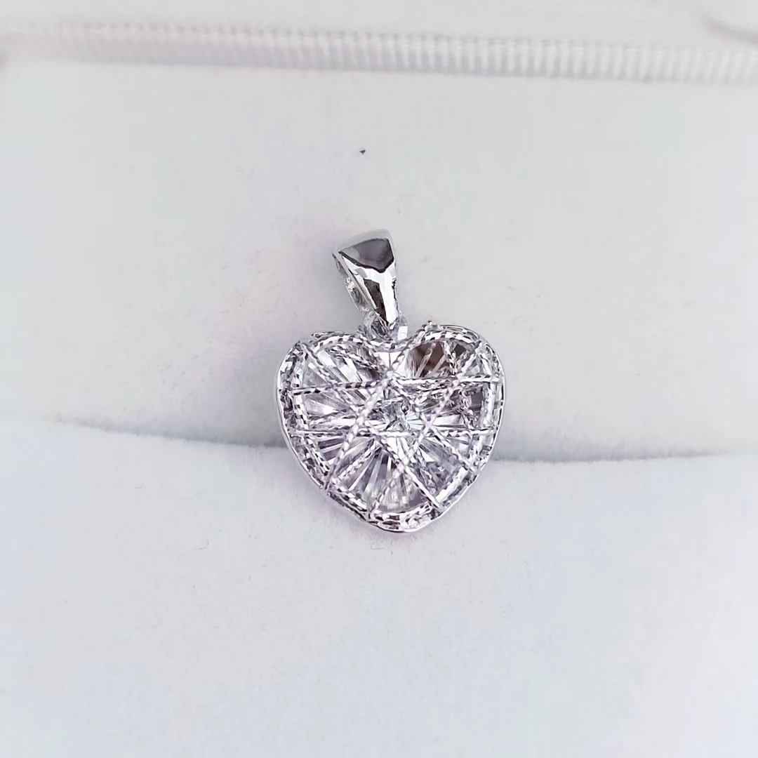 PT950 铂金 拉丝镂空爱心吊坠 气质时尚简约百搭个性