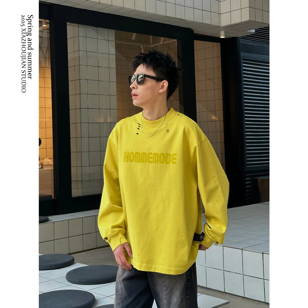 【譚星】25S/S ‘’暴力美学‘’双纱有机棉400g重磅TEE 破洞长袖上衣