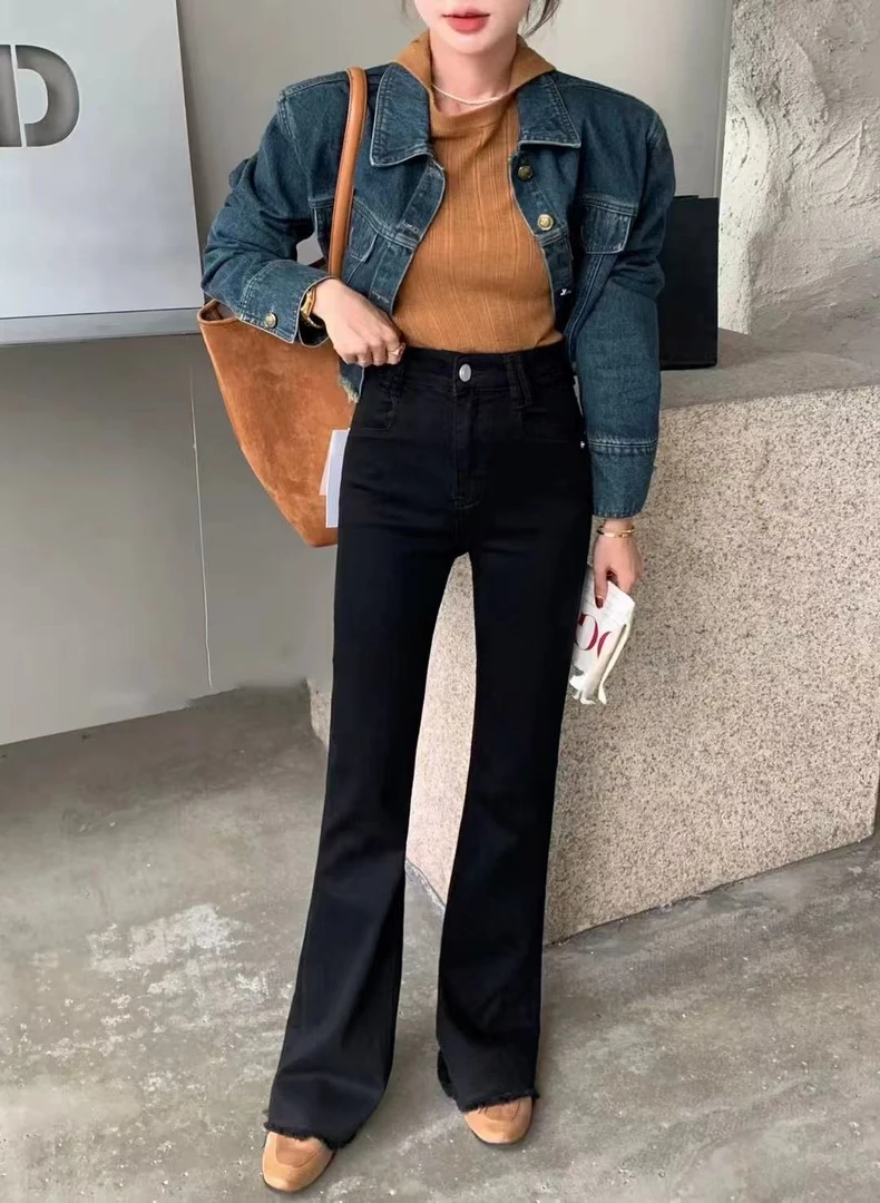 小妳XiaoNi———（冬款高腰微喇牛仔裤2340233）