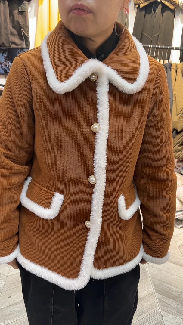 时尚女士短款加厚加绒加居服棉衣小短款