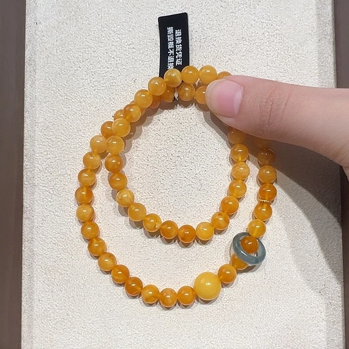 蜜蜡未镶嵌手链6.8mm蜜蜡手串