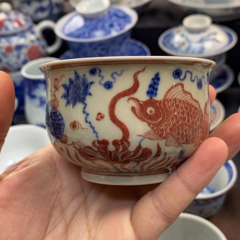 【闪购商品】景德镇青花釉里红主人杯