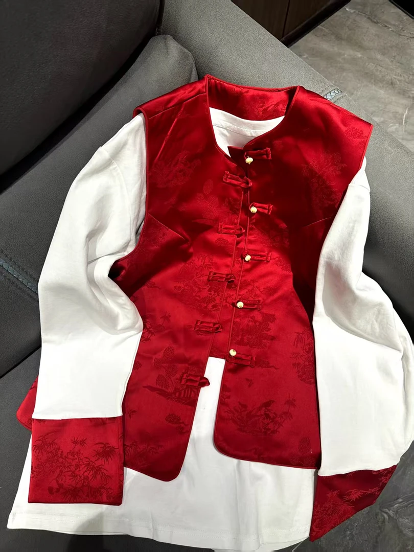 【芊朵专属】2025新春爆款新中式国风时尚百搭刺绣盘扣马甲