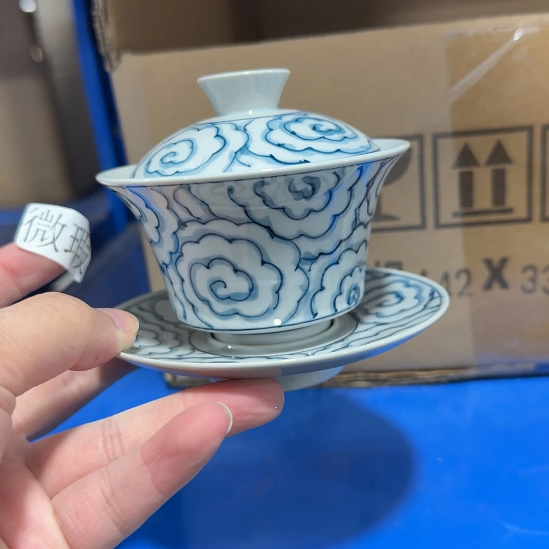 釉下手绘茶具微瑕