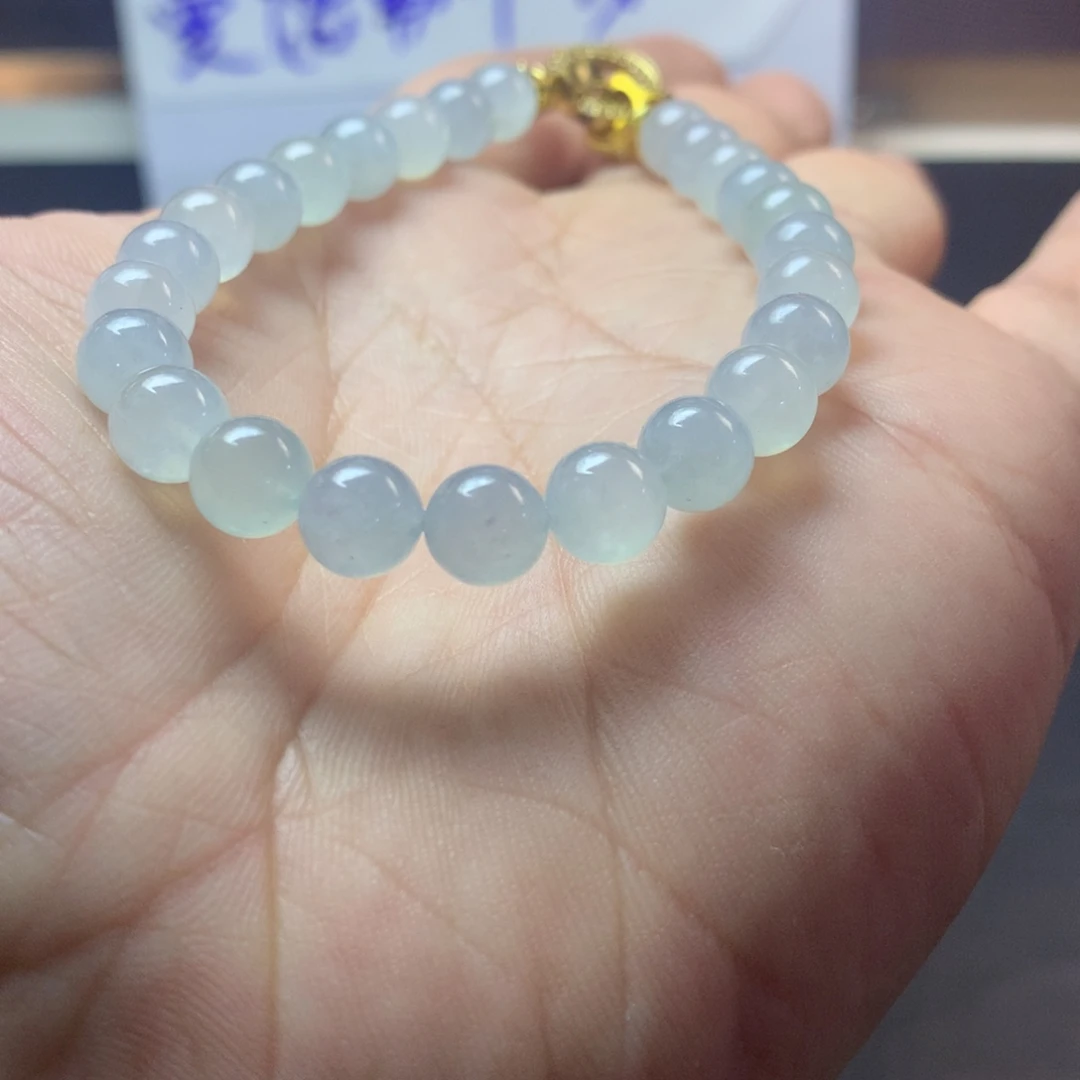 定制翡翠未镶嵌卡7.2白冰手串