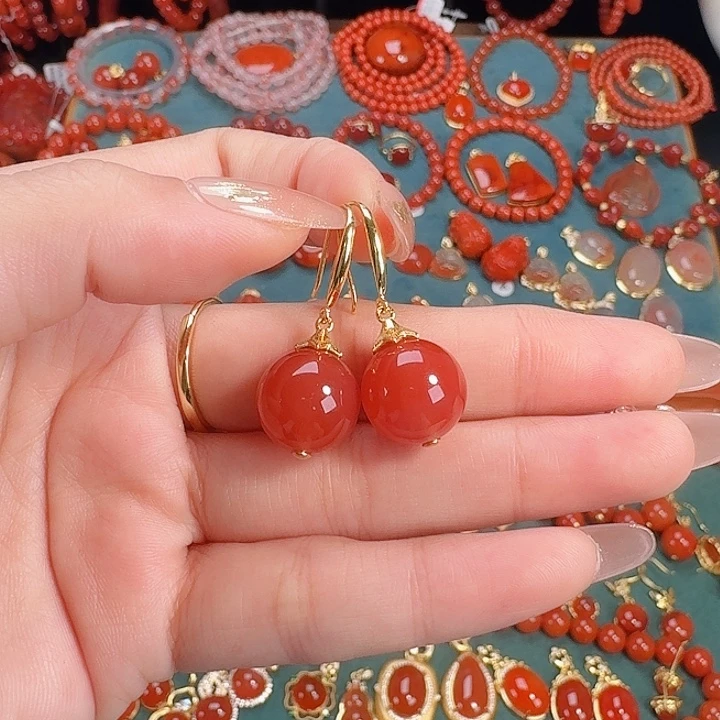 南红玛瑙银S925镶嵌12+