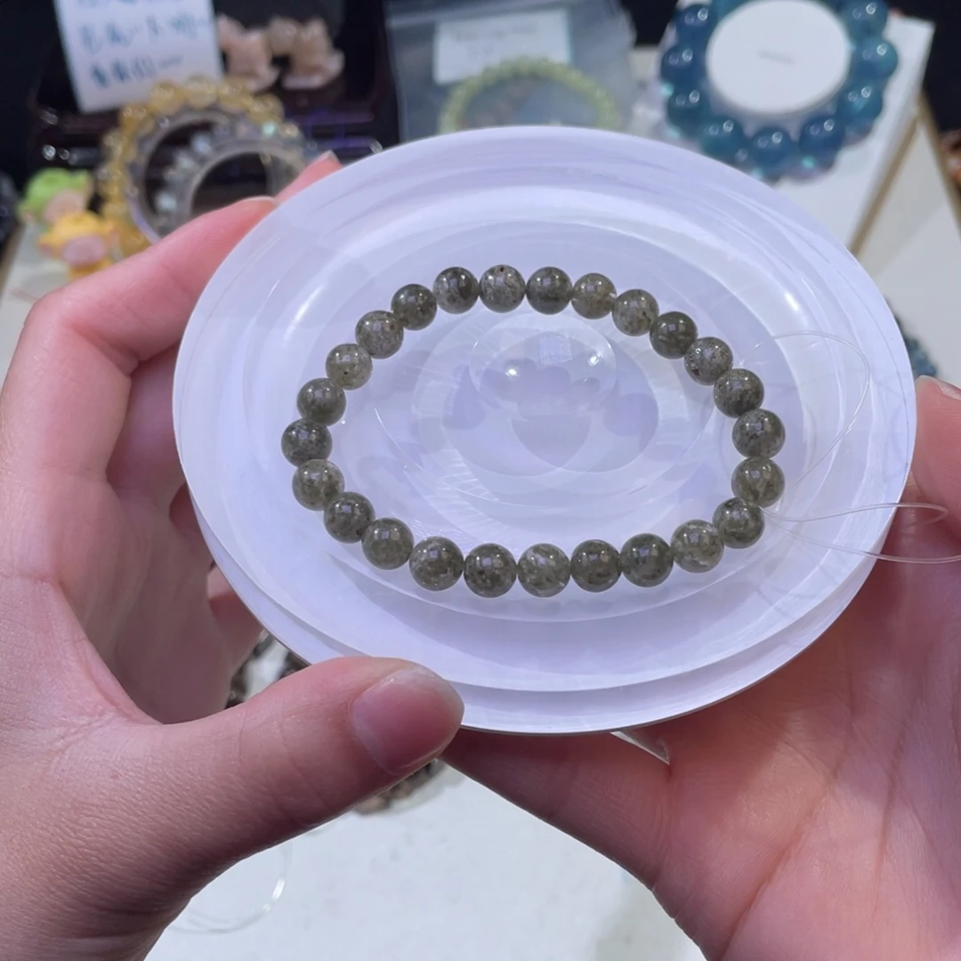 未镶嵌手链水晶满盆抹茶绿幽灵7mm