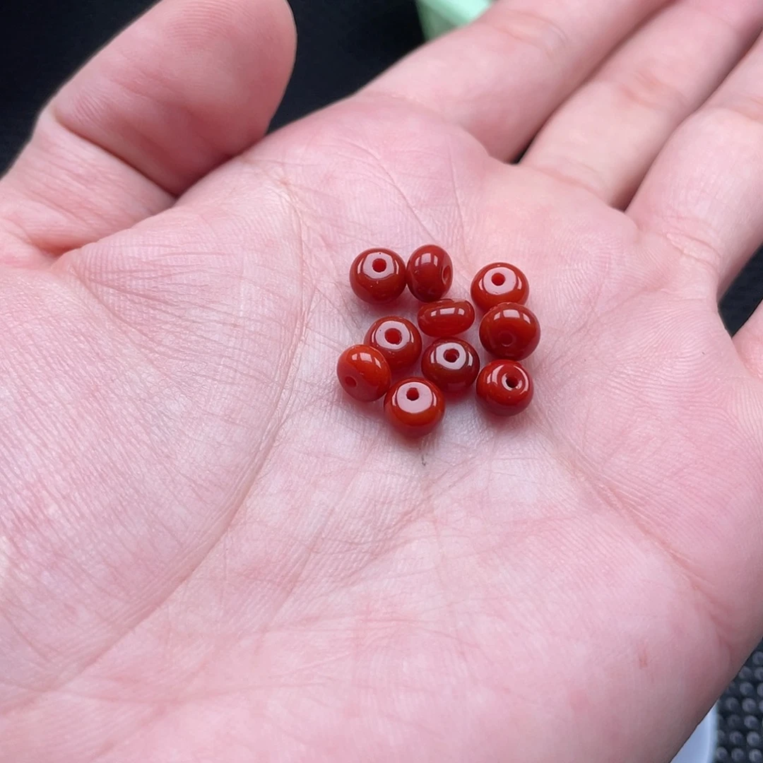 南红玛瑙1号 4*6柿子红隔片一组10颗未镶嵌