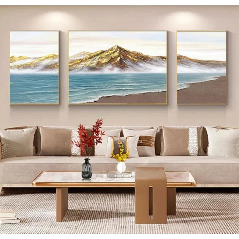 s663海浪客厅沙发背景墙装饰画三联挂画彰显艺术氛围