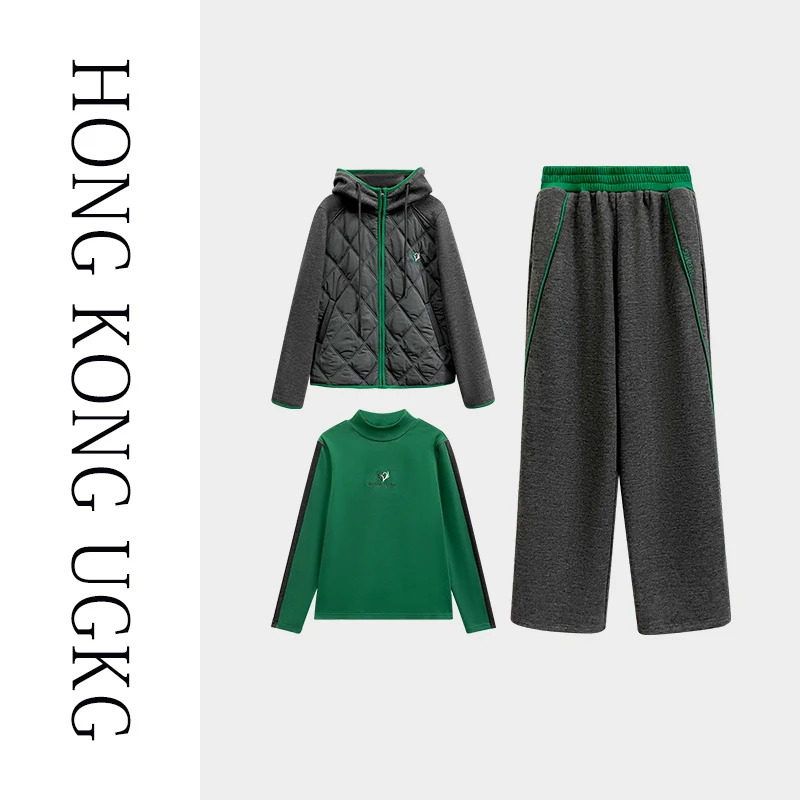 香港UG&KG宽松显瘦洋气休闲运动三件套套装女秋冬新款-73244ZH065