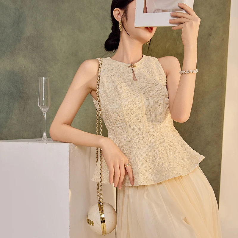 夏季新中式国风简约高级感半身裙新款纯色时尚显瘦网纱半裙N3114B