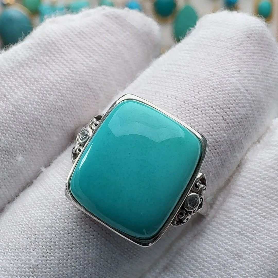 绿松石银S925镶嵌戒指