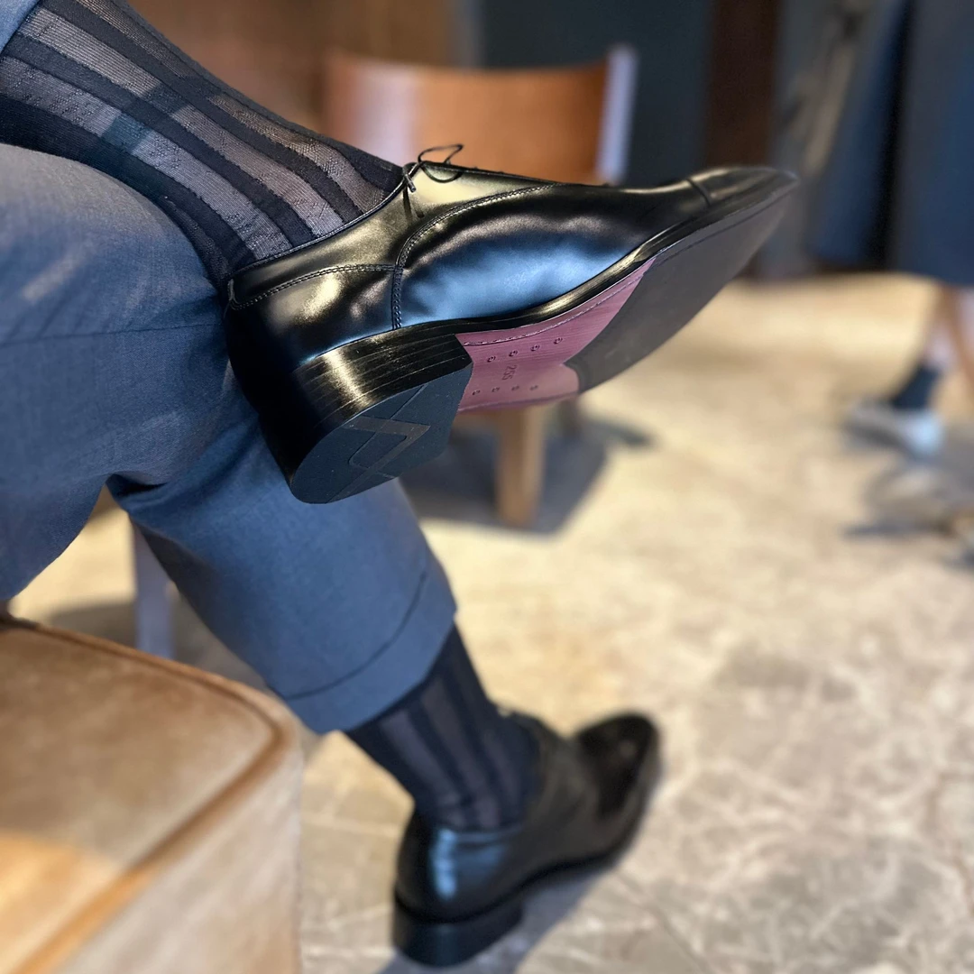 爬梯25AR复古低帮简约风方跟牛津鞋春季黑色系带干净感痞帅皮鞋男