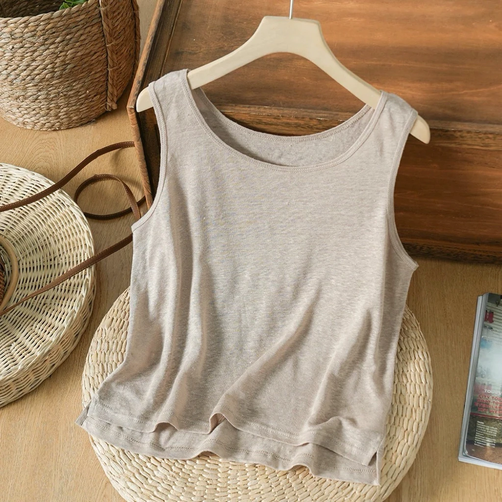 纯汉麻针织背心吊带外穿内搭春夏T恤女文艺复古百搭24359