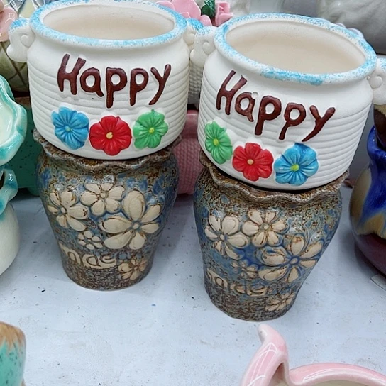 多肉绿植陶瓷花盆9.9包邮，有空