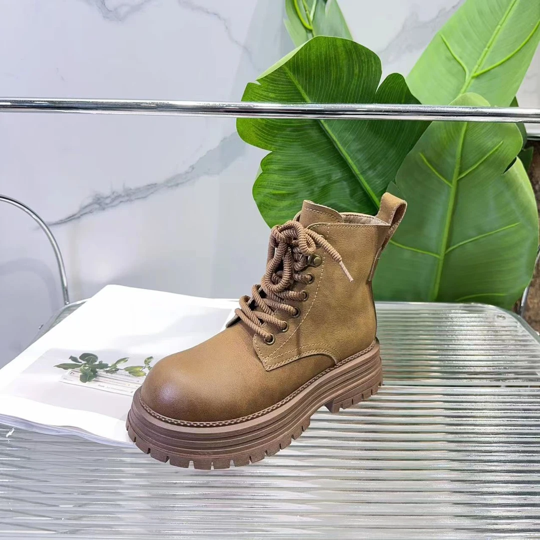 秋冬新款韩版通勤瘦瘦简约粗跟裸靴短靴398-7(不加绒)