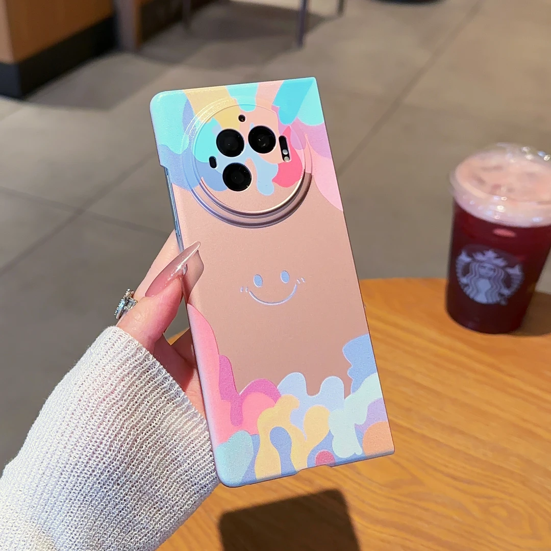 适用于【VIVOXFOLD3】涂鸦笑脸金属漆折叠创意支架手机壳女款