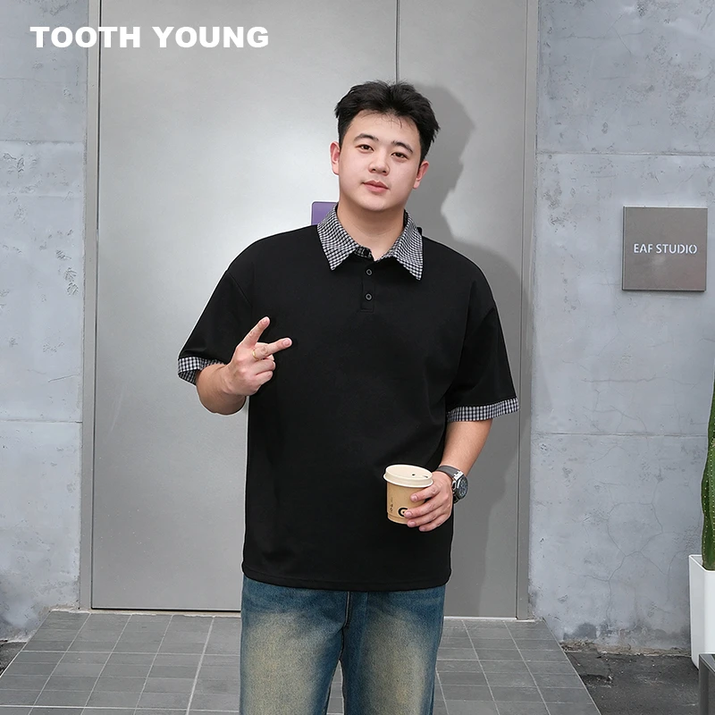 TOOTH YOUNG【简约生活】polo衫240g大码拼接夏季T恤