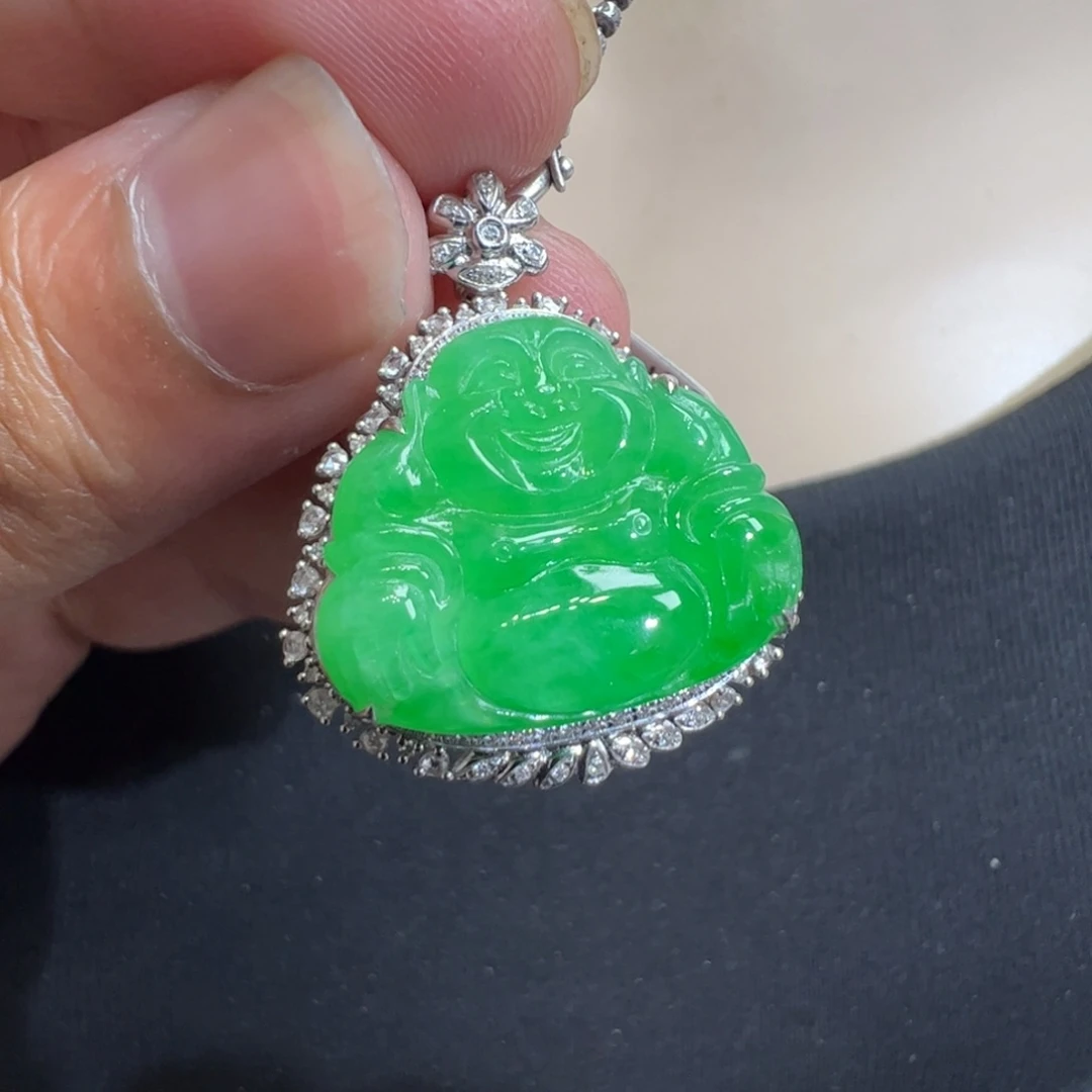 翡翠18K金镶嵌吊坠(不含链)