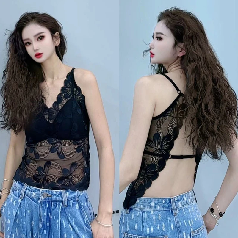性感蕾丝美背吊带女2025新款通勤收副乳内搭背心女-3092