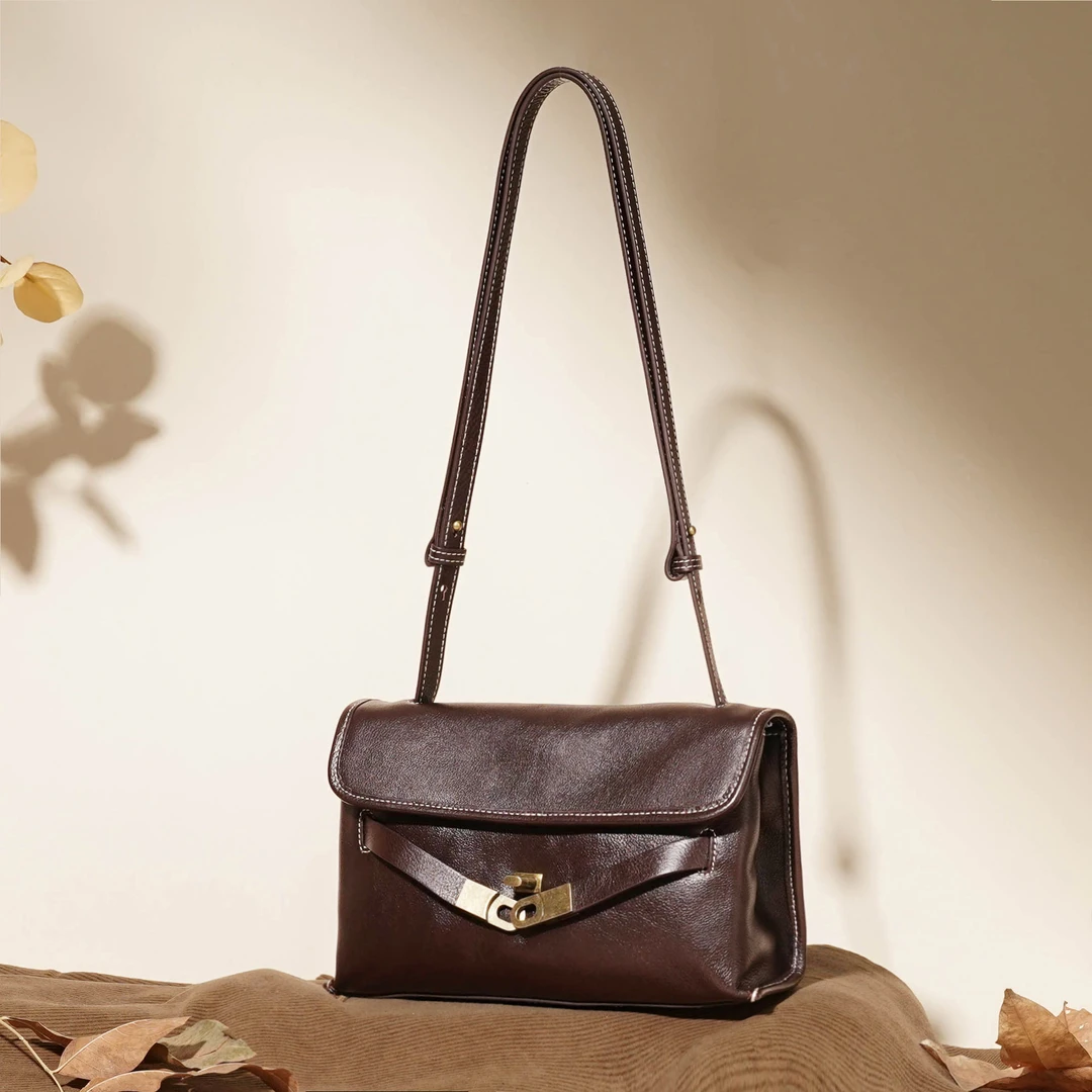 岩牛2025秋冬新款凯莉复古单肩斜挎女包通勤包YN3695