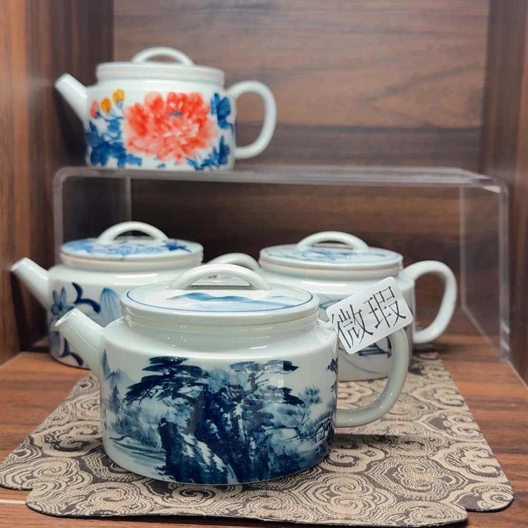 釉下手绘茶具微瑕