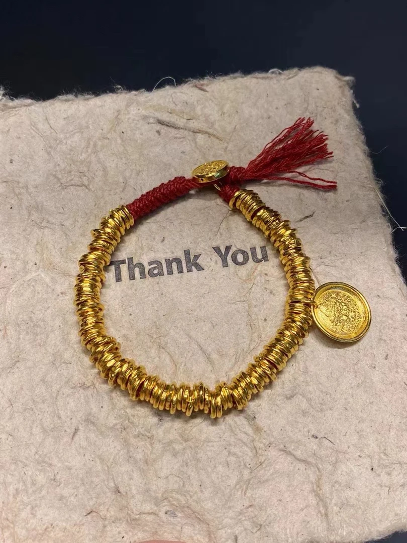 【菠萝珠宝】足金999 经典盘缠黄财神手串