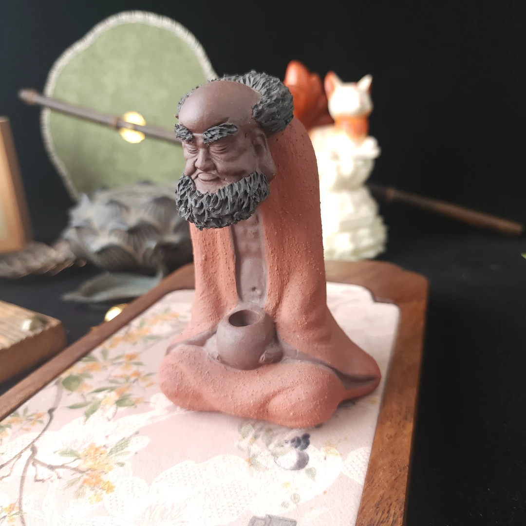 拉萨文创设计紫砂香插香炉茶宠达摩摆件