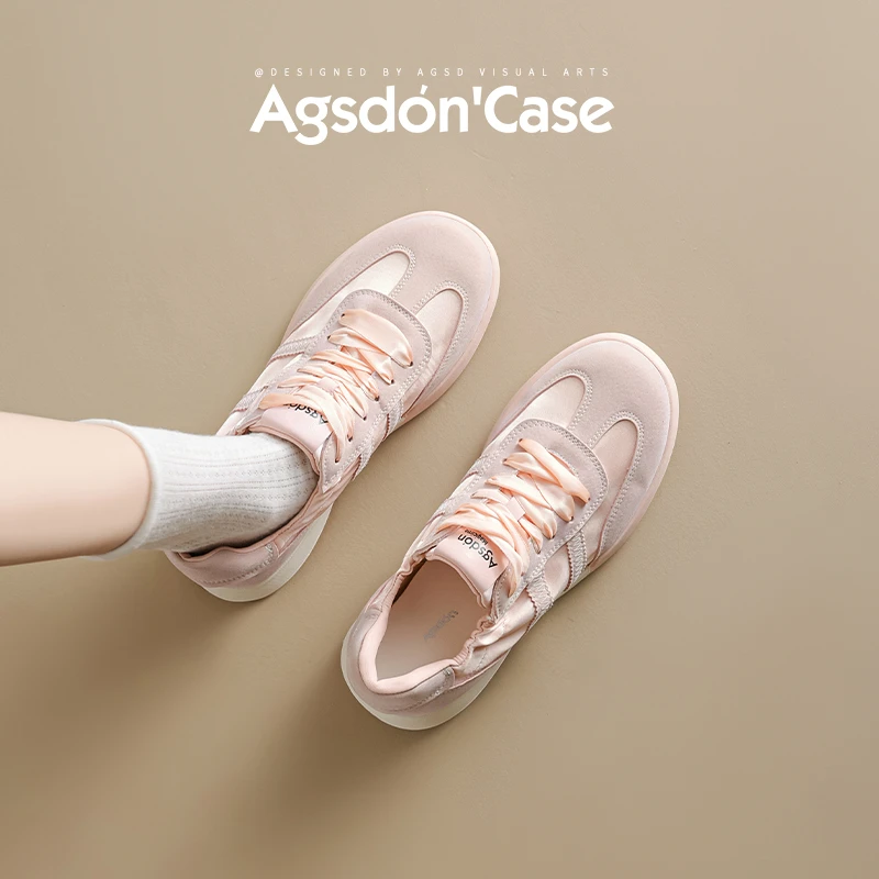 /奥古狮登粉色德训鞋女2025新款夏季芭蕾软底透气复古阿甘运动鞋Q