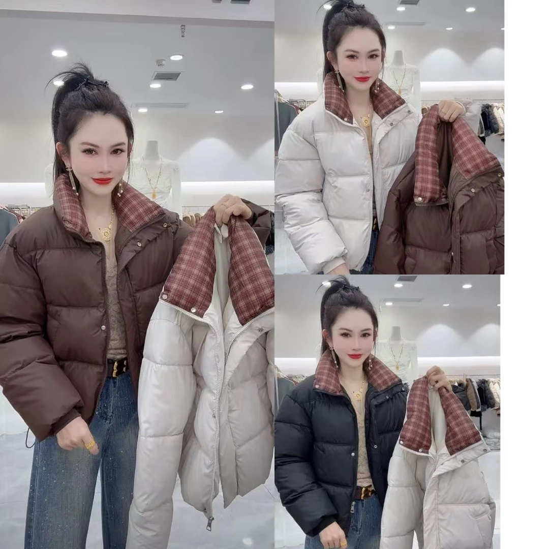 （XZ）1506格子领拼接免洗棉服
