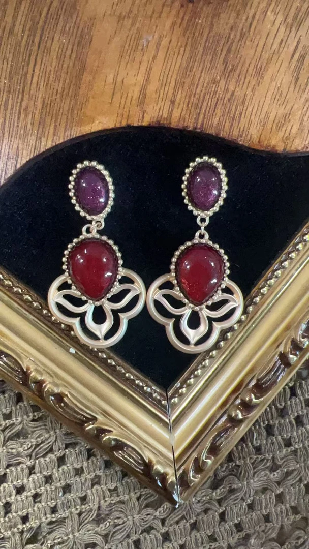 铜合金珐琅耳饰 欧若假日风复古宫廷271