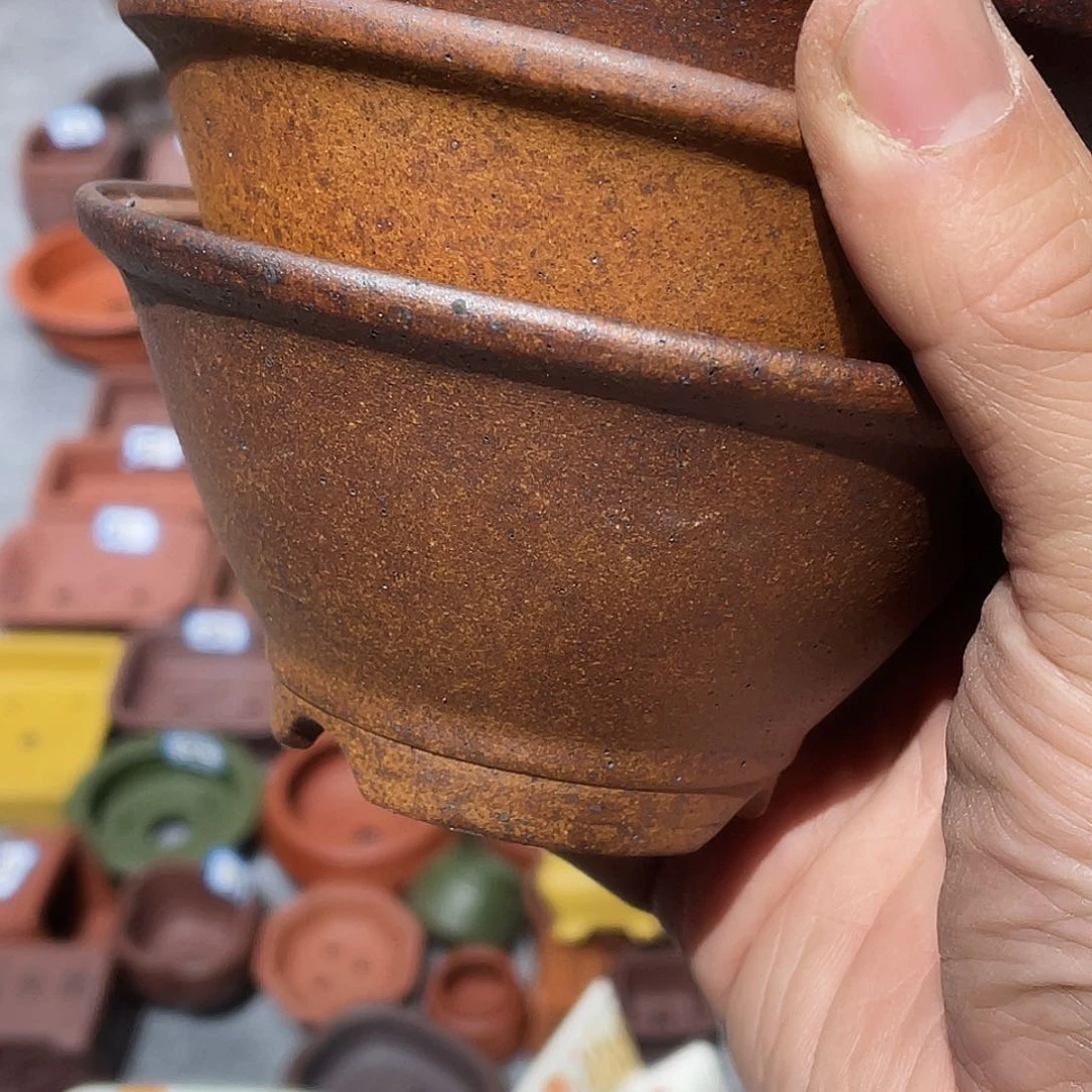 紫砂杰**休紫砂小盆3只