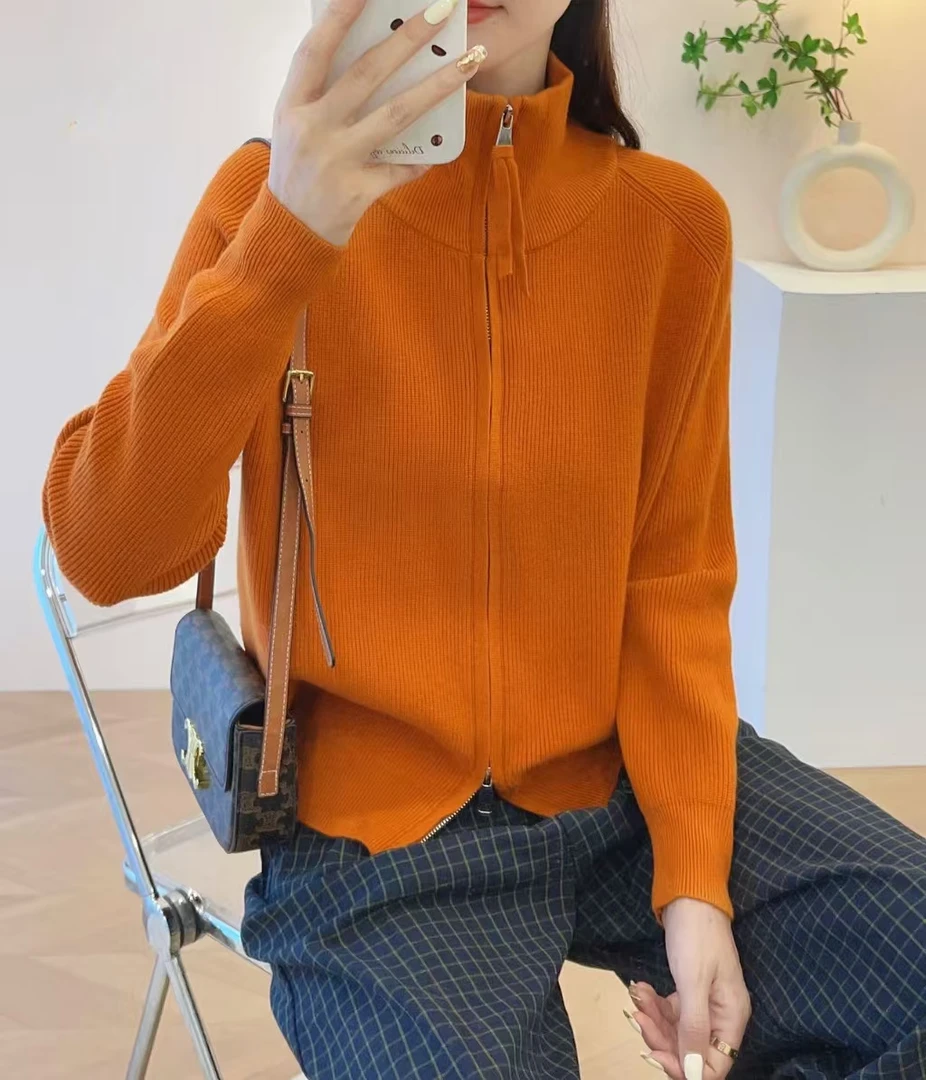 盈家双拉链大版小香l开衫针织衫