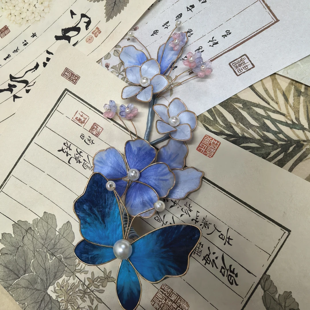 麦光光古风发饰汉服绒花发簪 手工制作默认商品微瑕 商品均有色差