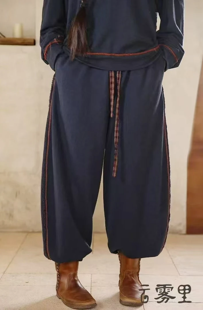 【云雾里】5126棉麻混纺针织卫裤