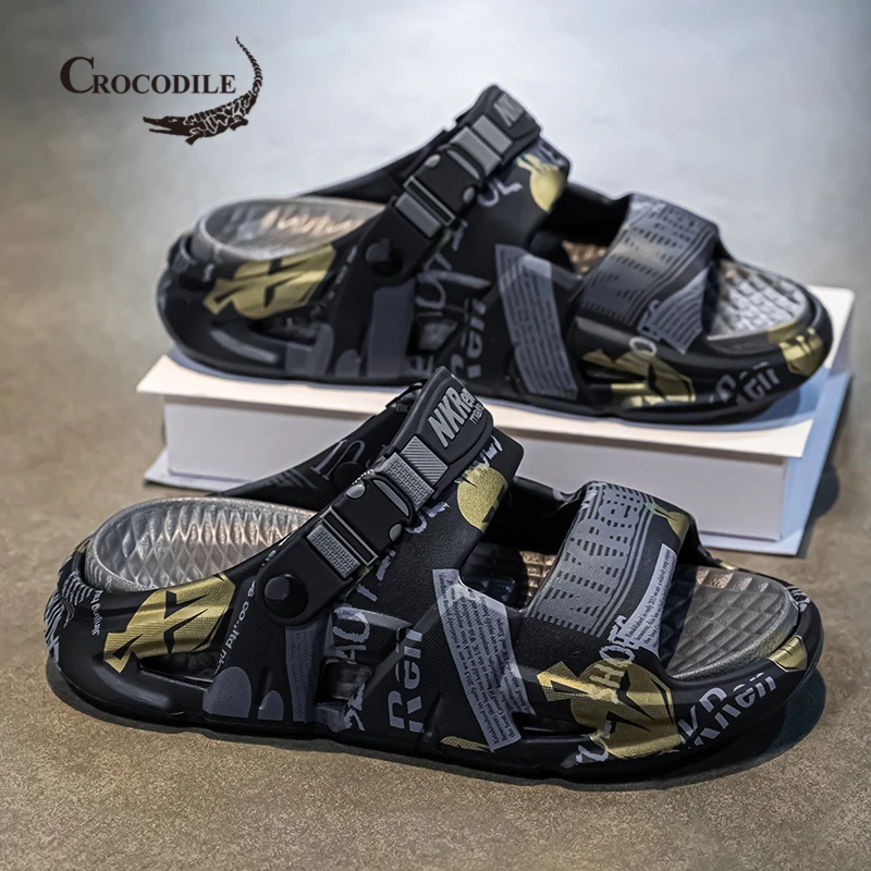 鳄鱼恤拖鞋男夏季网红超火厚底运动沙滩凉鞋男士46大码防滑凉拖鞋