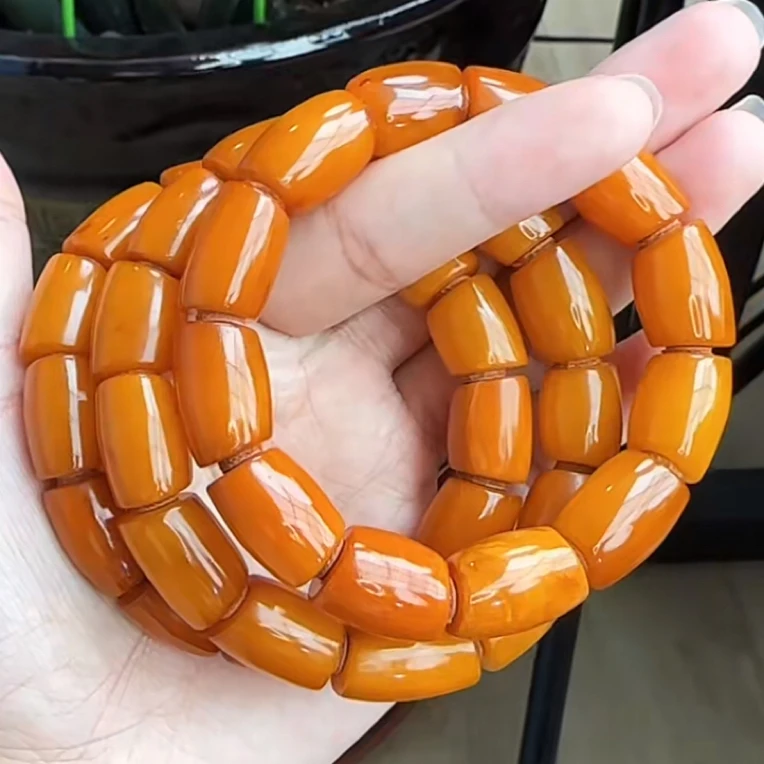 【齐福珠宝】11mm天然琥珀蜜蜡马蹄珠手串（多样性发其一）