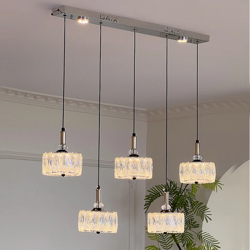 轻奢餐厅楼梯吊灯现代简约新款温馨花瓣长条吧台灯楼梯灯