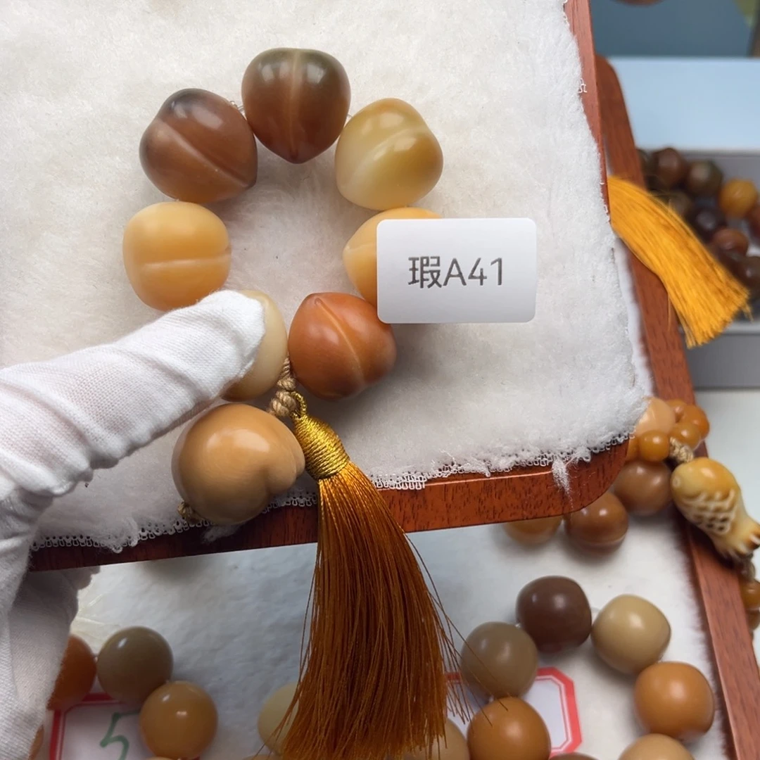 菩提根/象牙果手串v****g21mm桃子手捻一串瑕A41